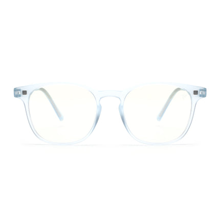Round Clip-On Polarized Sunglasses for Men & Women (Clear Lens | Aqua Frame - PMG7365)