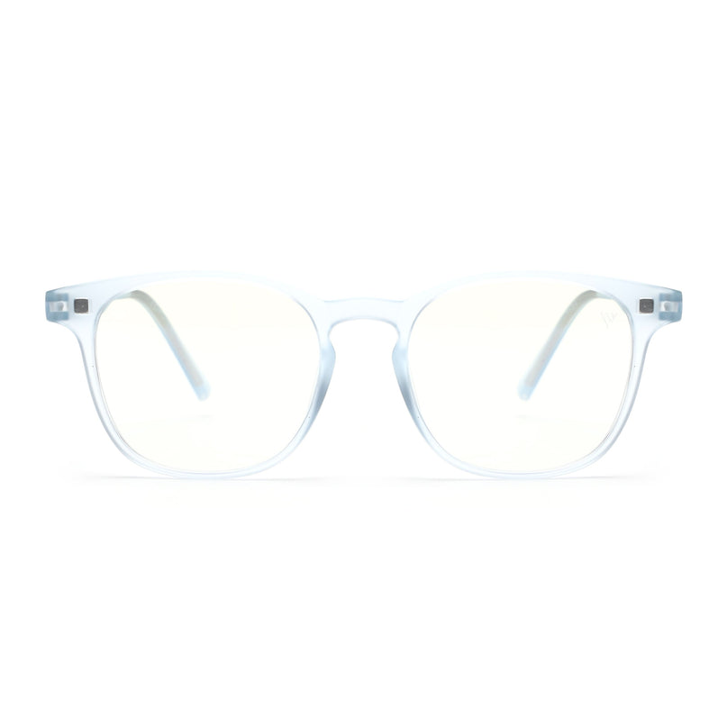 Round Clip-On Polarized Sunglasses for Men & Women (Clear Lens | Aqua Frame - PMG7365)