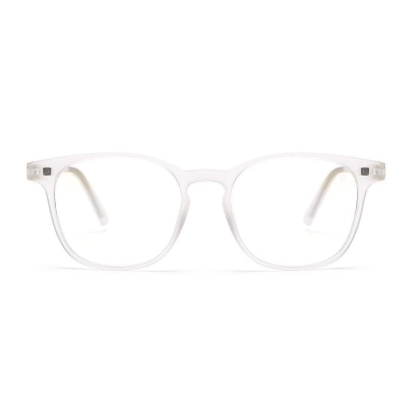 Round Clip-On Polarized Sunglasses for Men & Women (Clear Lens | Transparent Frame - PMG7366)
