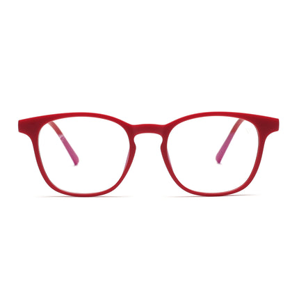 Round Clip-On Polarized Sunglasses for Men & Women (Clear Lens | Red Frame - PMG7367)