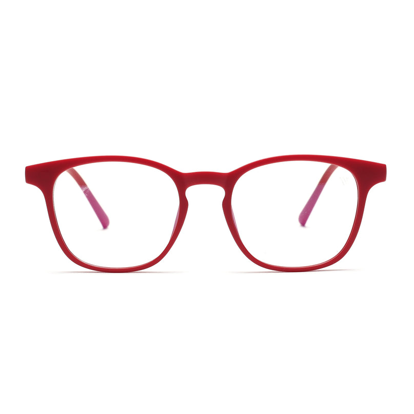 Round Clip-On Polarized Sunglasses for Men & Women (Clear Lens | Red Frame - PMG7367)