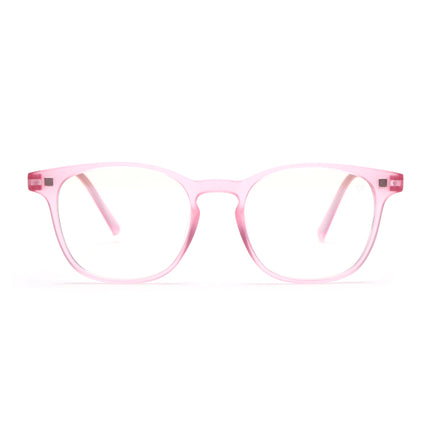 Round Clip-On Polarized Sunglasses for Men & Women (Clear Lens | Pink Frame - PMG7368)