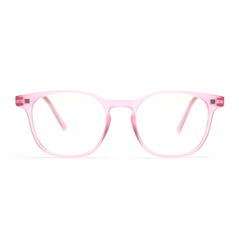 Round Clip-On Polarized Sunglasses for Men & Women (Clear Lens | Pink Frame - PMG7368)