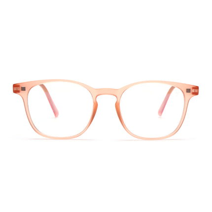 Round Clip-On Polarized Sunglasses for Men & Women (Clear Lens | Peach Frame - PMG7369)