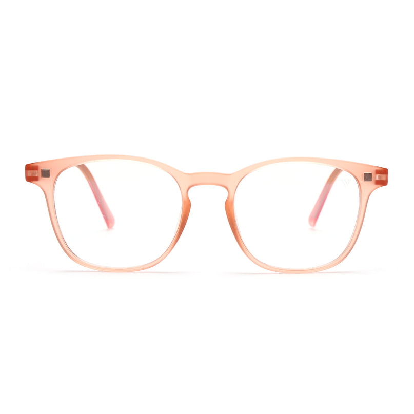 Round Clip-On Polarized Sunglasses for Men & Women (Clear Lens | Peach Frame - PMG7369)