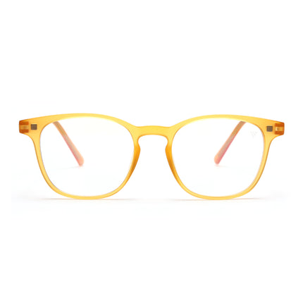 Round Clip-On Polarized Sunglasses for Men & Women (Clear Lens | Sun Yellow Frame - PMG7370)