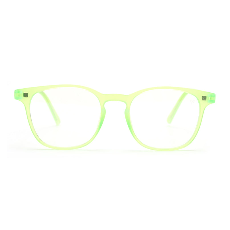 Round Clip-On Polarized Sunglasses for Men & Women (Clear Lens | Neon Frame - PMG7371)