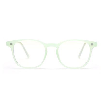 Round Clip-On Polarized Sunglasses for Men & Women (Clear Lens | Sea Green Frame - PMG7372)