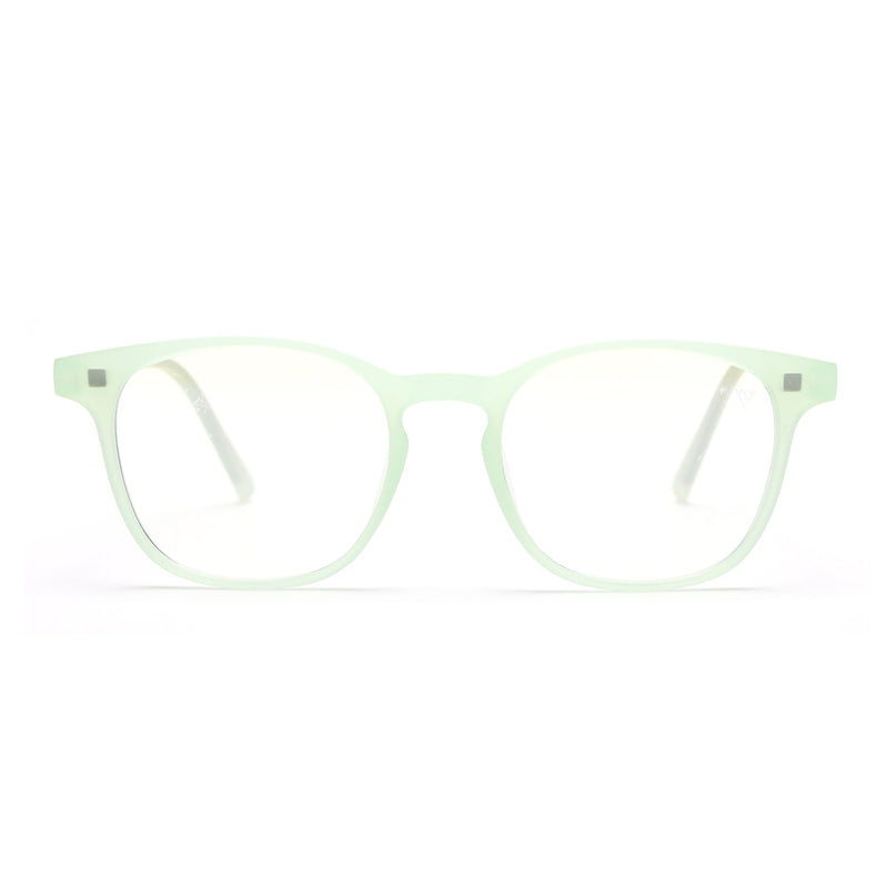 Round Clip-On Polarized Sunglasses for Men & Women (Clear Lens | Sea Green Frame - PMG7372)