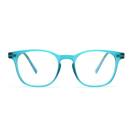 Round Clip-On Polarized Sunglasses for Men & Women (Clear Lens | Teal Frame - PMG7373)