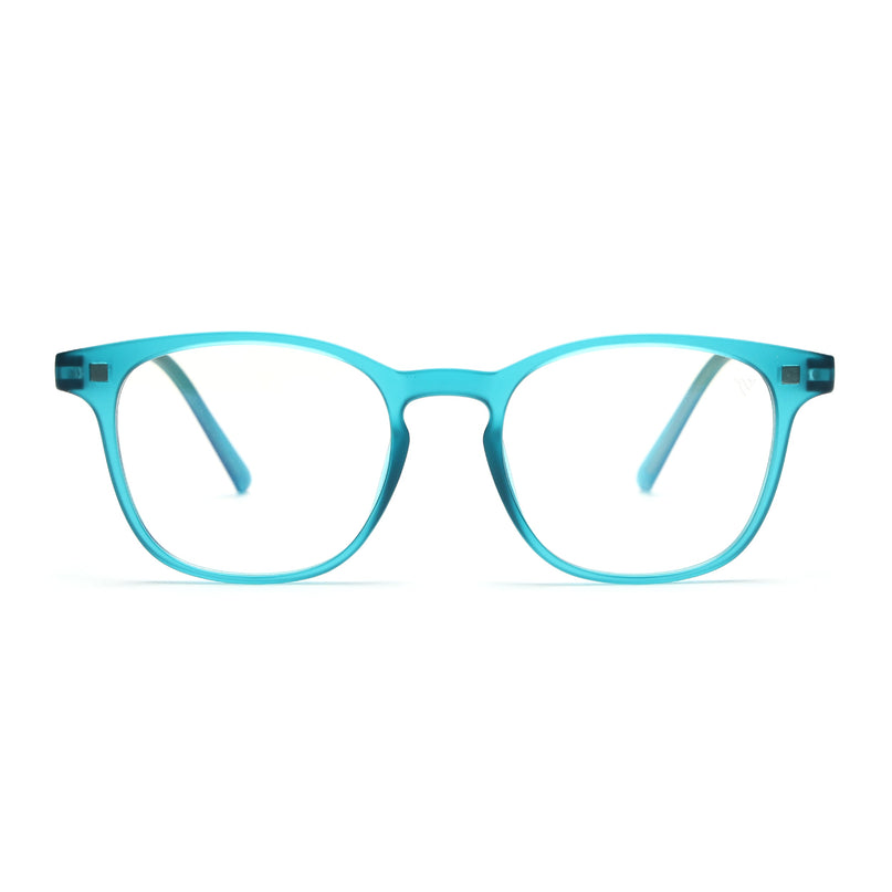 Round Clip-On Polarized Sunglasses for Men & Women (Clear Lens | Teal Frame - PMG7373)