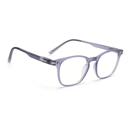Round Clip-On Polarized Sunglasses for Men & Women (Clear Lens | Violet Frame - PMG7374)