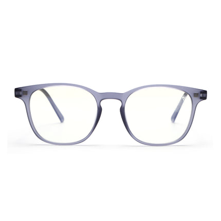 Round Clip-On Polarized Sunglasses for Men & Women (Clear Lens | Violet Frame - PMG7374)