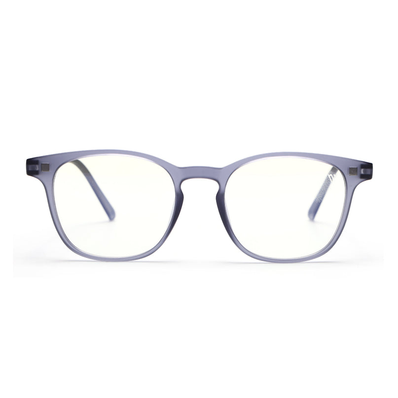 Round Clip-On Polarized Sunglasses for Men & Women (Clear Lens | Violet Frame - PMG7374)
