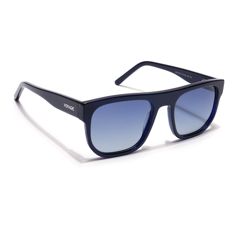 Voyage Select Square Polarized Sunglasses (Grey Lens | Shine Blue Frame - SLPMG5988)