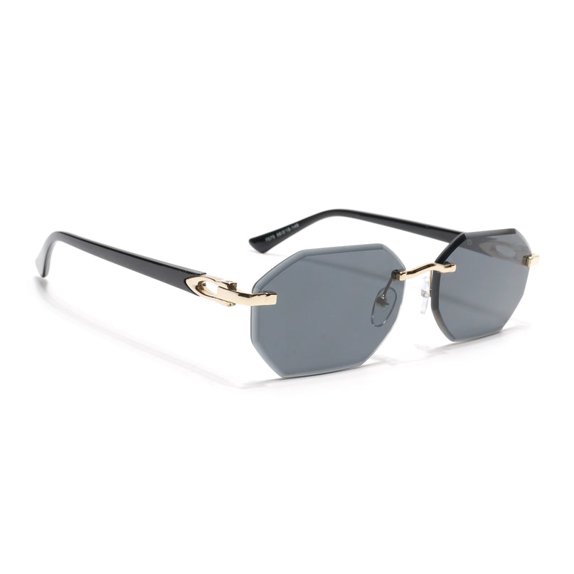Rimless Sunglasses for Men & Women (Grey Lens | Golden Frame - MG7043)