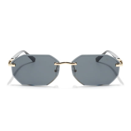 Rimless Sunglasses for Men & Women (Grey Lens | Golden Frame - MG7043)