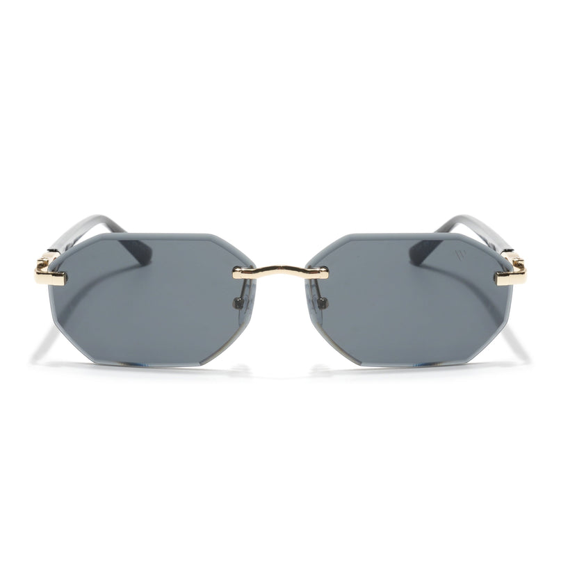 Rimless Sunglasses for Men & Women (Grey Lens | Golden Frame - MG7043)