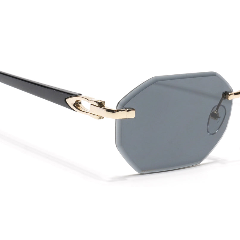 Rimless Sunglasses for Men & Women (Grey Lens | Golden Frame - MG7043)