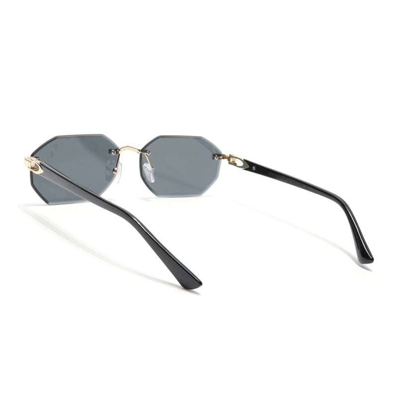 Rimless Sunglasses for Men & Women (Grey Lens | Golden Frame - MG7043)