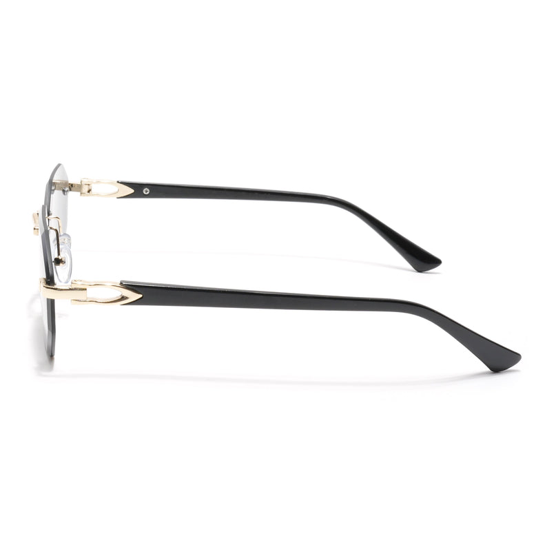 Rimless Sunglasses for Men & Women (Grey Lens | Golden Frame - MG7043)