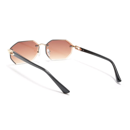 Rimless Sunglasses for Men & Women (Brown Lens | Golden Frame - MG7045)