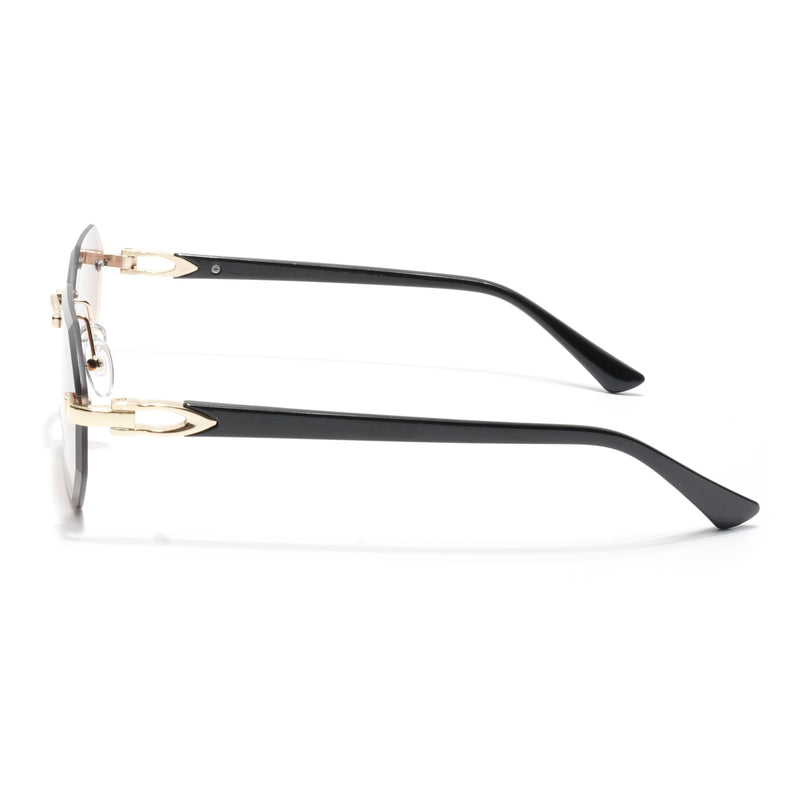 Rimless Sunglasses for Men & Women (Brown Lens | Golden Frame - MG7045)
