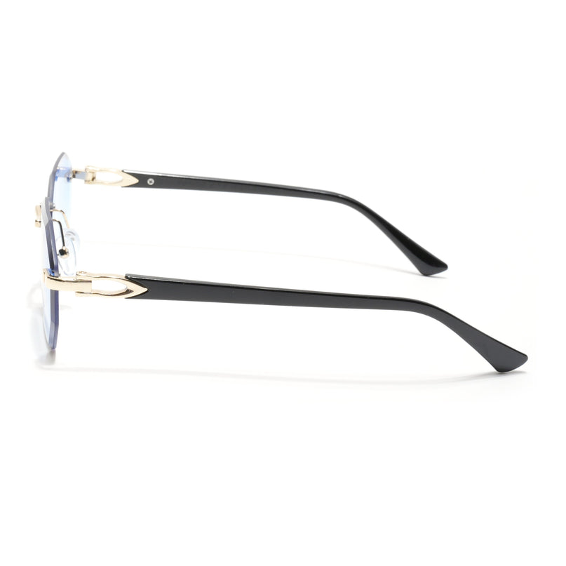 Rimless Sunglasses for Men & Women (Blue & Clear Lens | Golden Frame - MG7046)