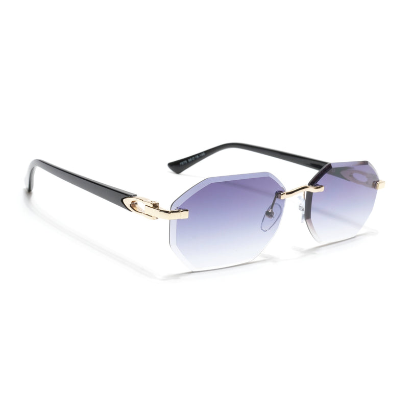 Rimless Sunglasses for Men & Women (Grey & Clear Lens | Golden Frame - MG7047)