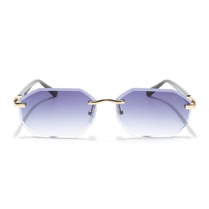 Rimless Sunglasses for Men & Women (Grey & Clear Lens | Golden Frame - MG7047)