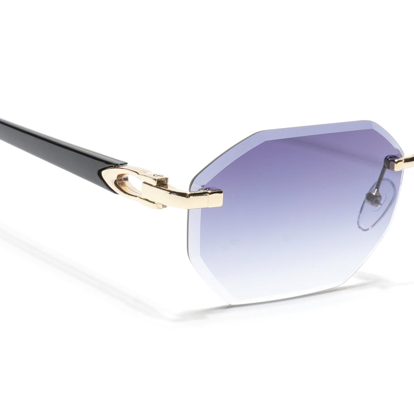 Rimless Sunglasses for Men & Women (Grey & Clear Lens | Golden Frame - MG7047)