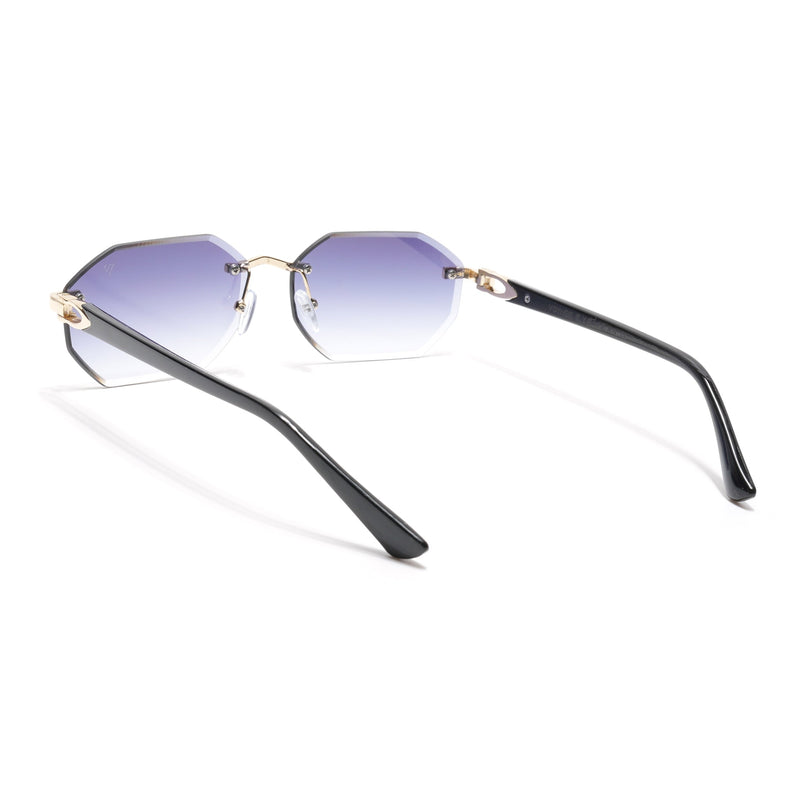 Rimless Sunglasses for Men & Women (Grey & Clear Lens | Golden Frame - MG7047)