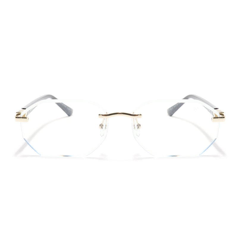 Rimless Sunglasses for Men & Women (Clear Lens | Golden Frame - MG7049)