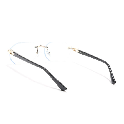 Rimless Sunglasses for Men & Women (Clear Lens | Golden Frame - MG7049)