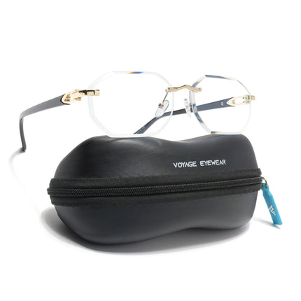 Rimless Sunglasses for Men & Women (Clear Lens | Golden Frame - MG7049)