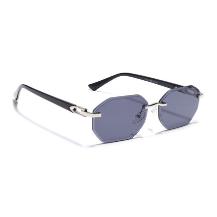 Rimless Sunglasses for Men & Women (Grey Lens | Silver Frame - MG7676)