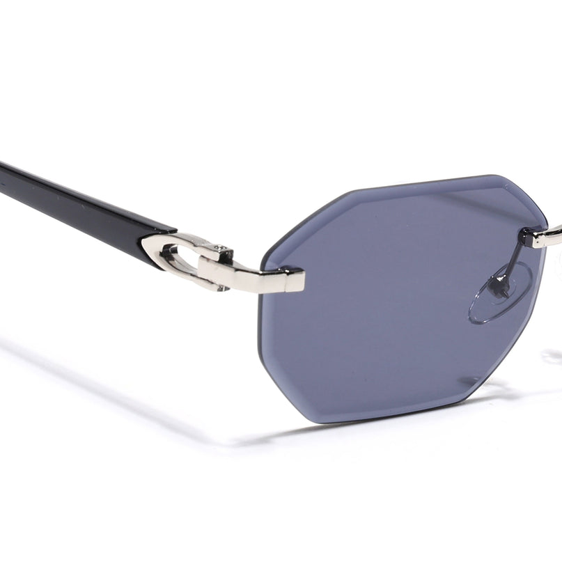 Rimless Sunglasses for Men & Women (Grey Lens | Silver Frame - MG7676)