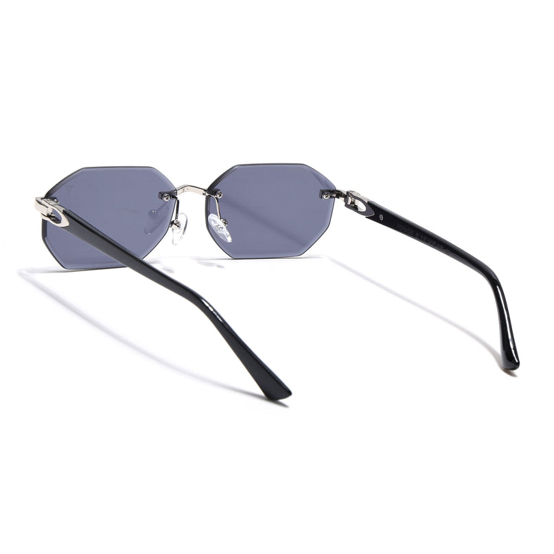 Rimless Sunglasses for Men & Women (Grey Lens | Silver Frame - MG7676)
