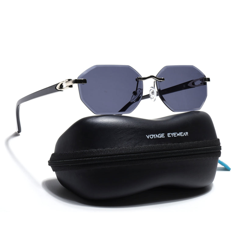 Rimless Sunglasses for Men & Women (Grey Lens | Silver Frame - MG7676)