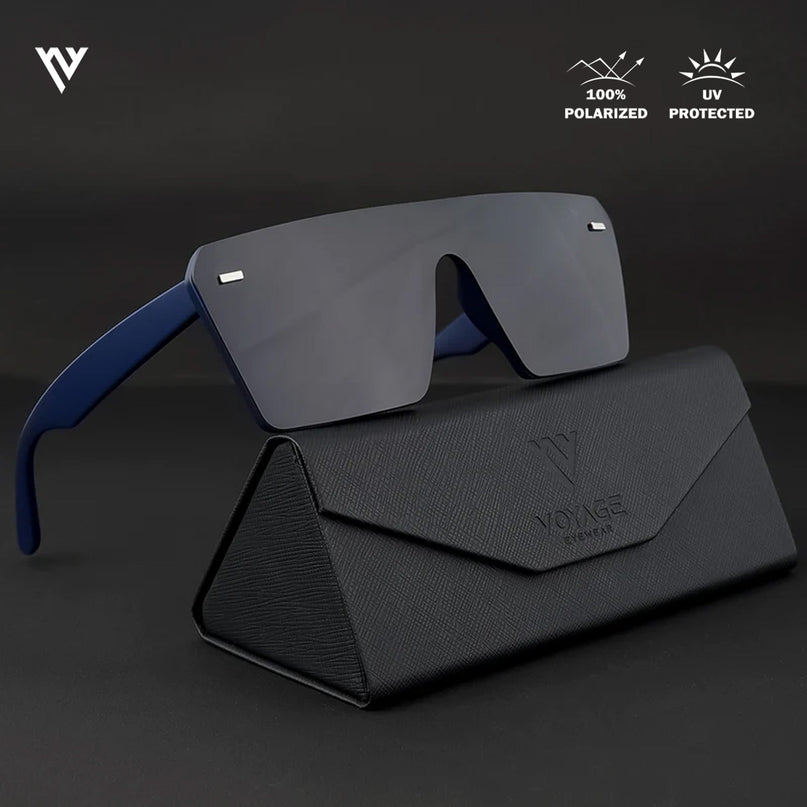 illume | Blue And Black Wayfarer Polarized Sunglasses - PMG3971