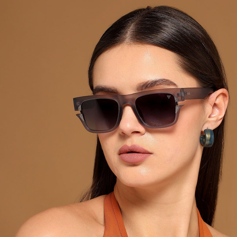 Wayfarer Polarized Sunglasses (Grey & Clear Lens | Grey Frame - PMG6046)