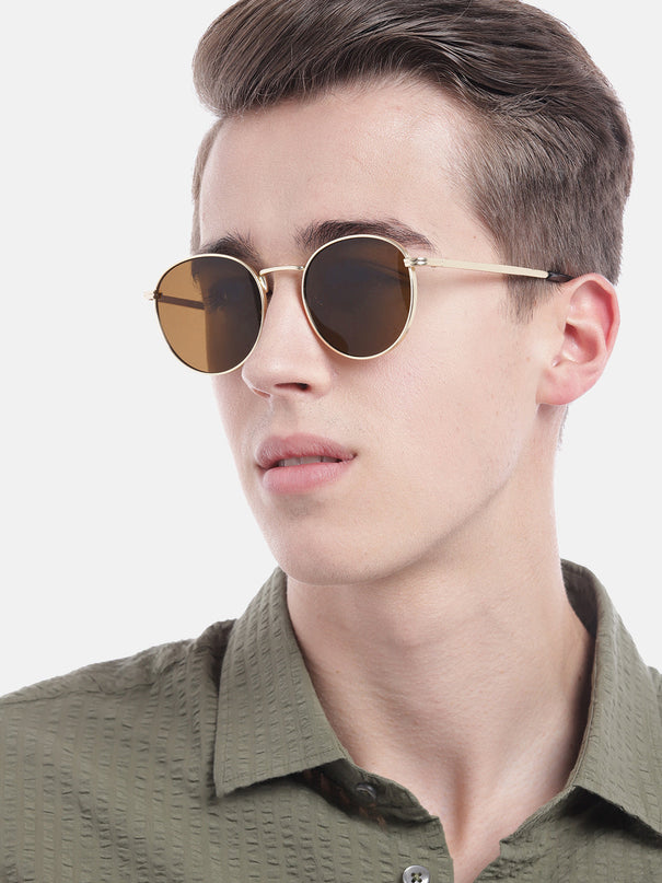 Sylis | Round Brown Gold Sunglasses MG3623