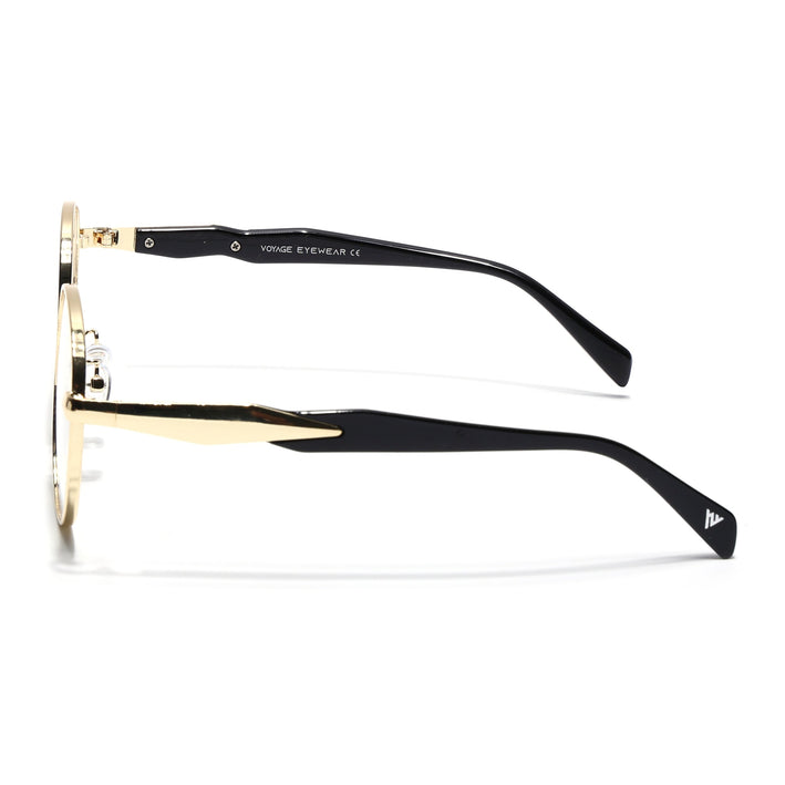 Voyage Golden Round Eyeglasses for Men & Women (8008FMG7163-C1)
