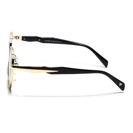 Round Sunglasses for Men & Women (Grey Lens | Golden Frame - MG7143)