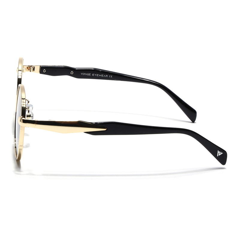 Round Sunglasses for Men & Women (Grey Lens | Golden Frame - MG7143)
