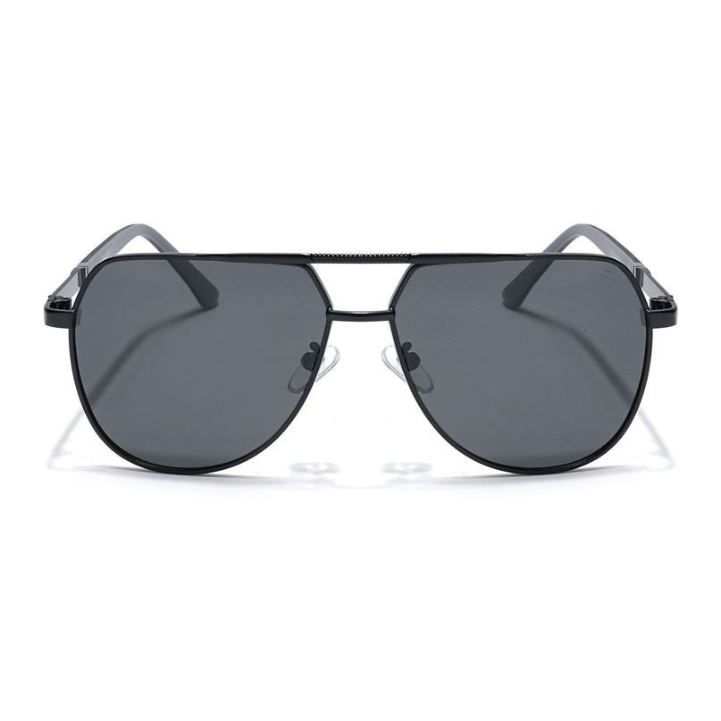 Eyejack Black Aviator Polarized Sunglasses for Men & Women (8008PCL839)