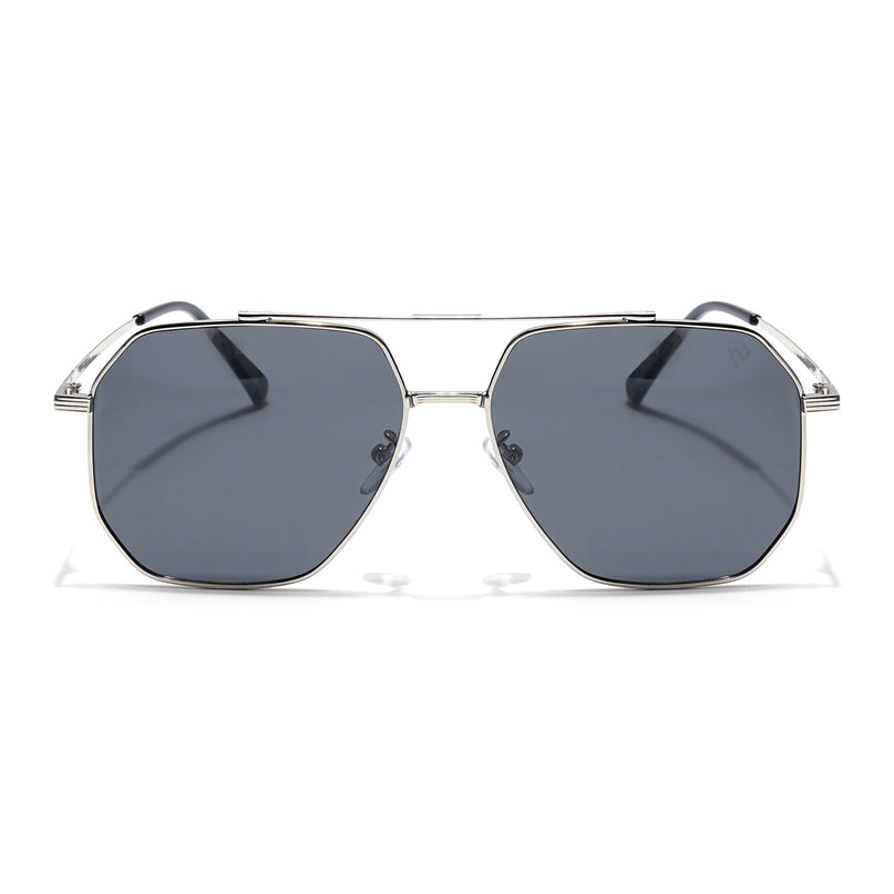 Wayfarer Polarized Sunglasses (Black Lens | Silver Frame - PMG6097)