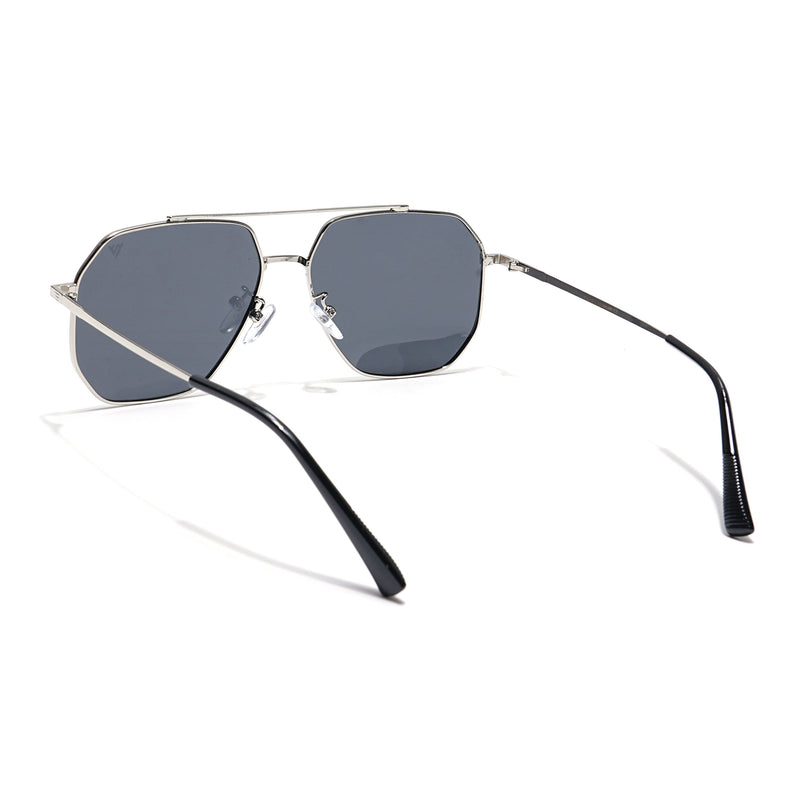 Wayfarer Polarized Sunglasses (Black Lens | Silver Frame - PMG6097)