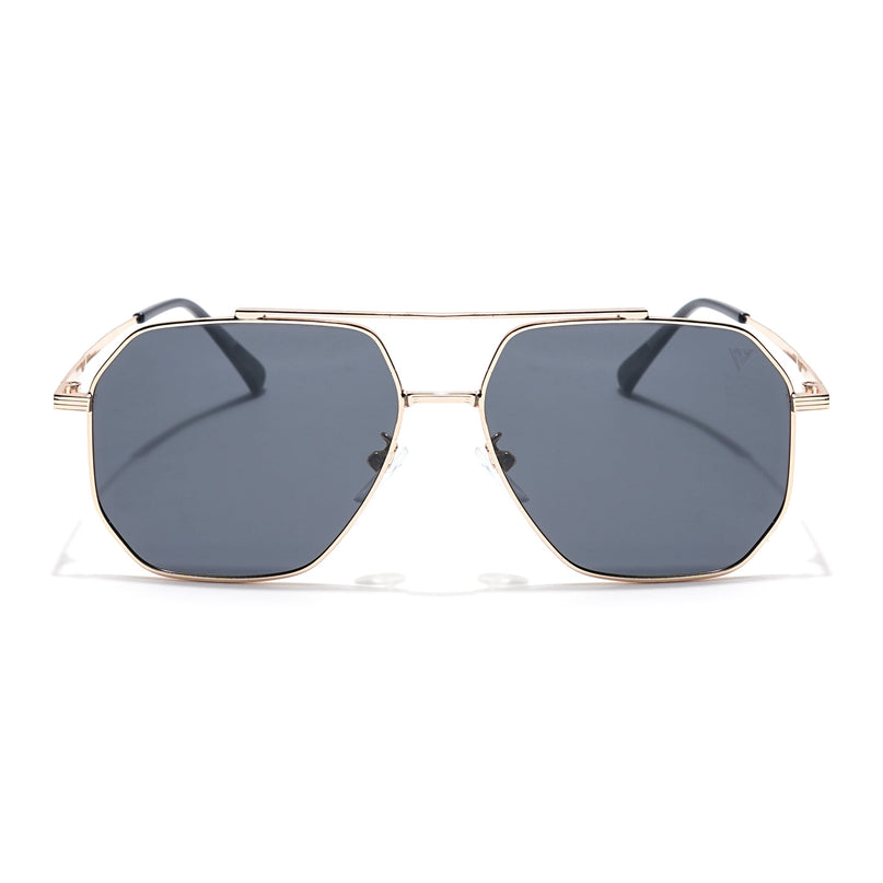 Wayfarer Polarized Sunglasses (Black Lens | Golden Frame - PMG6098)