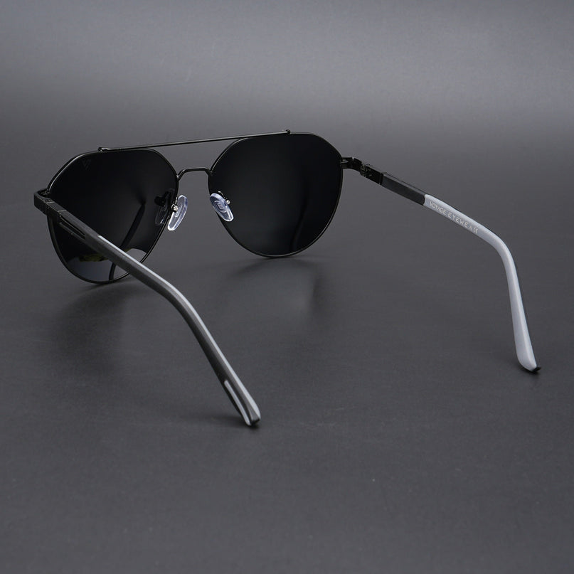 Aviator Polarized Sunglasses (Black Lens | Black Frame - PMG5608)